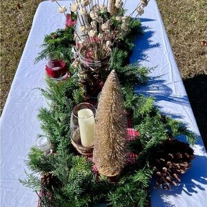 Festive Red, Gold and Green Holiday Table‎ Centerpiece Decorative Bundle